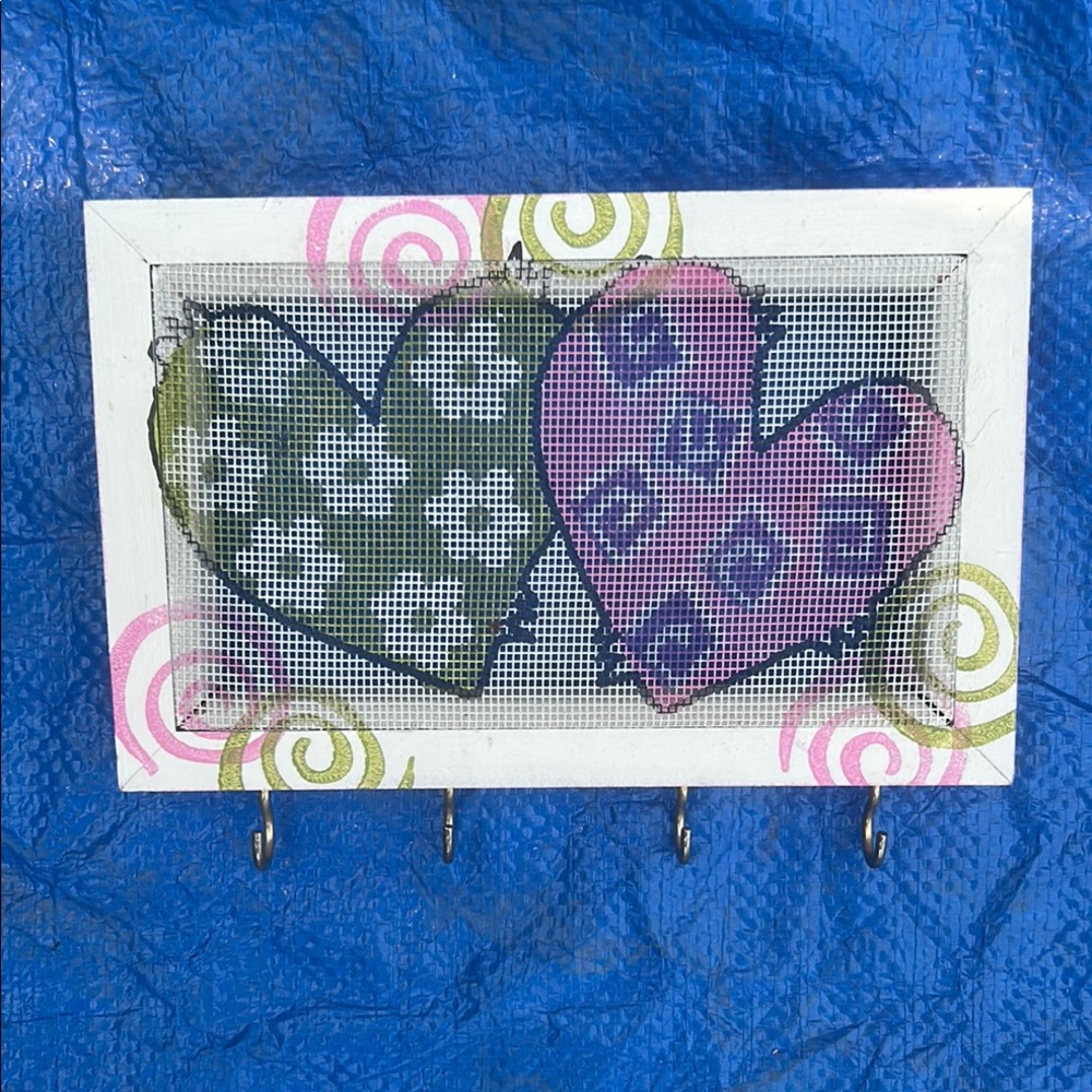 Heart Design Key or Earring Holder with Hooks